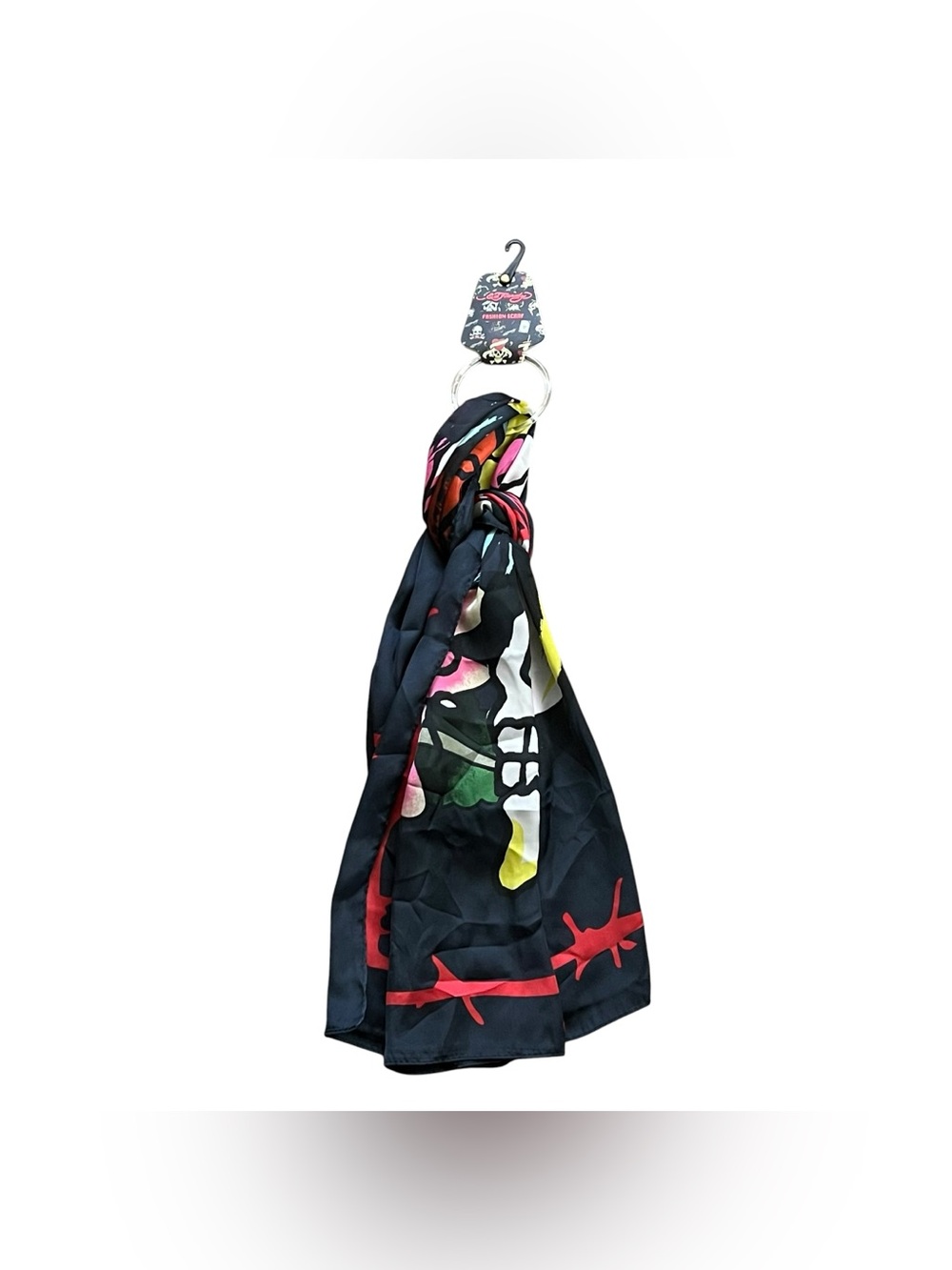 Ed Hardy Y2K Tattoo Graphic Skull and Roses Tattoo Print Scarf - Picture 5 of 7